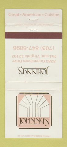 Matchbook Cover - Johnny's Restaurant McLean VA WEAR 30 Strike
