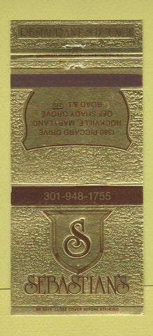 Matchbook Cover - Sebastian's Restaurant Rockville MD 30 Strike