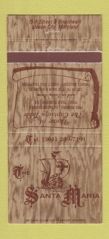 Matchbook Cover - Santa Maria Restaurant Ocean City MD 30 Strike