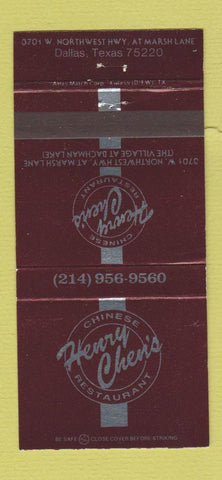 Matchbook Cover - Henry Chen's Chinese Restaurant Dallas TX 30 Strike