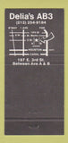 Matchbook Cover - Delia's AB3 New York City 30 Strike