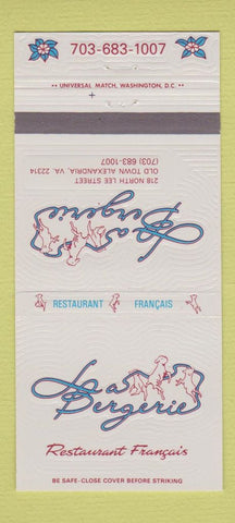 Matchbook Cover - Las Bergerie French Restaurant Alexandria VA 30 Strike