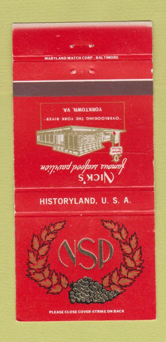 Matchbook Cover - Nick's Seafood Yorktown VA WEAR 30 Strike