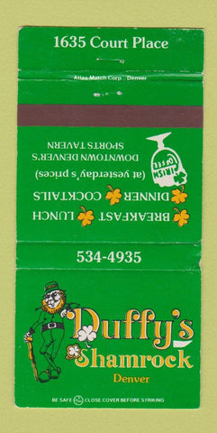 Matchbook Cover - Duffy's Shamrock Denver Colorado WEAR 30 Strike