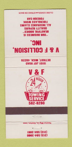 Matchbook Cover - V&F Collision Detroit MI 30 Strike