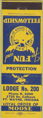 Matchbook Cover - Matchbook Cover Moose Lodge Fort Wayne IN yellow / blue
