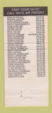 Matchbook Cover - Wits Air Freight Seattle WA 30 Strike