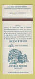 Matchbook Cover - Zevely House Restaurant Winston Salem NC 30 Strike