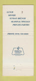 Matchbook Cover - Zevely House Restaurant Winston Salem NC 30 Strike