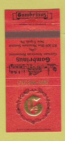 Matchbook Cover - Gambrinus New Tripoli PA German Restaurant 30 Strike