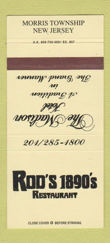 Matchbook Cover - Rod's 1890's Restaurant Morris Township NJ 30 Strike