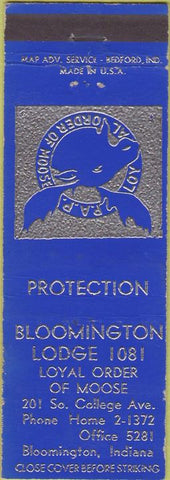 Matchbook Cover - Matchbook Cover Moose Lodge Bloomington IN WEAR