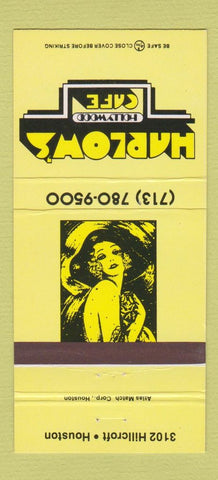 Matchbook Cover - Harlow's Hollywood Cafe Houston TX 30 Strike