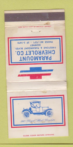 Matchbook Cover - Paramount Chevrolet Downey CA WORN #1 30 Strike