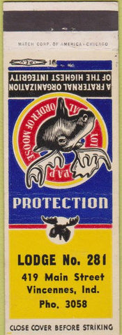 Matchbook Cover - Matchbook Cover Moose Lodge Vincennes IN