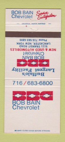 Matchbook Cover - Bob Bain Chevrolet Lancaster NY 30 Strike