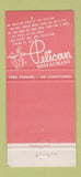 Matchbook Cover - Pelican Restaurant Clearwater Beach FL #1 BLUE WHITE 30 Strike
