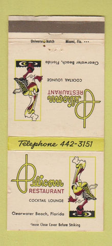 Matchbook Cover - Pelican Restaurant Clearwater Beach FL #1 WHITE WEAR 30 Strike