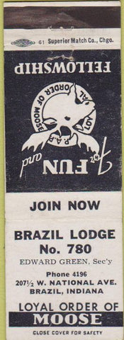 Matchbook Cover - Matchbook Cover Moose Lodge Brazil IN