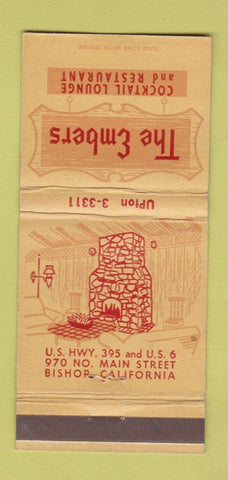 Matchbook Cover - The Embers Restaurant Bishop CA WORN 30 Strike