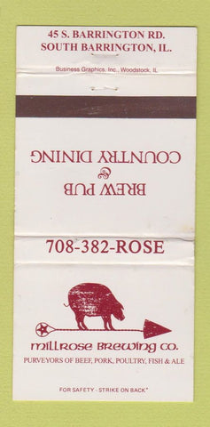 Matchbook Cover - Millrose Brewing South Barrington IL WORN 30 Strike
