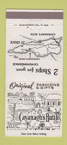 Matchbook Cover - Cavanagh's Butik Gifts Clothes St Croix 30 Strike