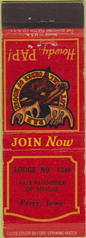 Matchbook Cover - Matchbook Cover Moose Lodge Perry IA