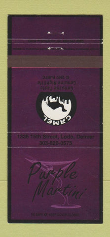 Matchbook Cover - Camel Cigarettes Purple Martini Denver Colorado 30 Strike