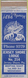 Matchbook Cover - Matchbook Cover Moose Lodge Jersey Shore PA