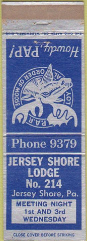 Matchbook Cover - Matchbook Cover Moose Lodge Jersey Shore PA