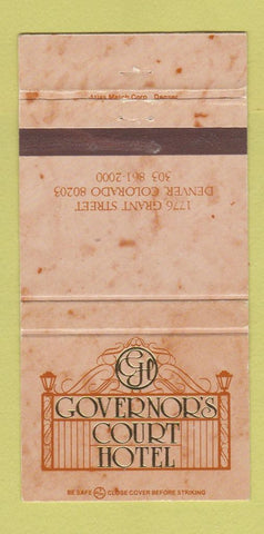 Matchbook Cover - Governor's Court Hotel Denver Colorado 30 Strike