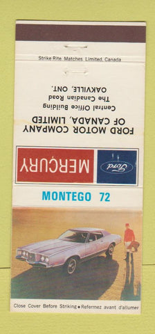 Matchbook Cover - Ford Mercury 1972 Montego Oakville ON 30 Strike