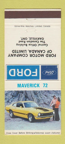 Matchbook Cover - Ford Maverick 1972 Oakville ON 30 Strike