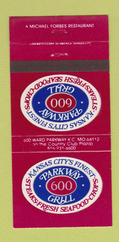 Matchbook Cover - Parkway 600 Grill Kansas City MO 30 Strike