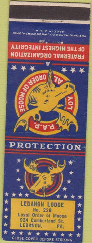 Matchbook Cover - Matchbook Cover Moose Lodge Lebanon PA