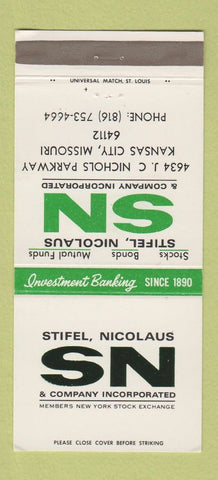 Matchbook Cover - Stifel Nicolaus Inc Securities Kansas City MO 30 Strike