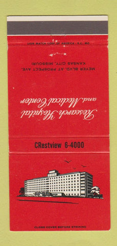 Matchbook Cover - Research Hospital Medical Center Kansas City MO 30 Strike