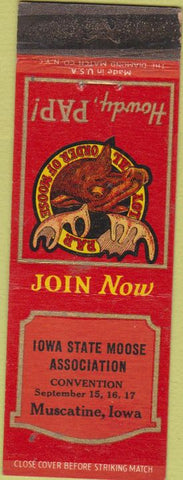 Matchbook Cover - Matchbook Cover Moose Lodge Muscatine IA WEAR