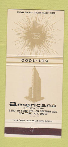 Matchbook Cover - Americana Hotel New York City 30 Strike