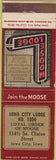 Matchbook Cover - Matchbook Cover Moose Lodge Iowa City IA WEAR