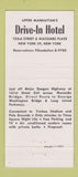 Matchbook Cover - Drive In Hotel New York City  30 Strike