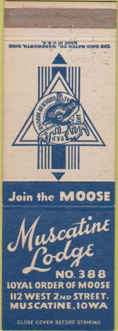 Matchbook Cover - Matchbook Cover Moose Lodge Muscatine IA