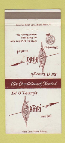Matchbook Cover - Ed O'Leary's Safari Motel Miami Beach FL WEAR 30 Strike