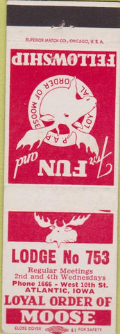 Matchbook Cover - Matchbook Cover Moose Lodge Atlantic IA