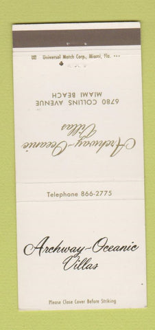 Matchbook Cover - Archway Oceanic Villas Miami Beach FL 30 Strike