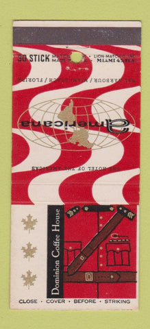 Matchbook Cover - Americana Hotel Miami Beach FL Dominion Coffee 30 Stick