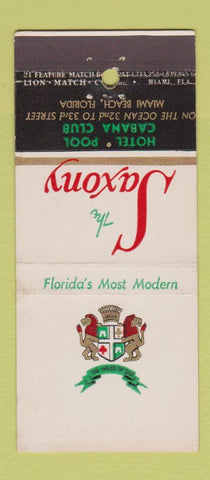 Matchbook Cover - Saxony Hotel Miami Beach FL 21 Strike Feature
