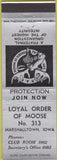 Matchbook Cover - Matchbook Cover Moose Lodge Marshalltown IA