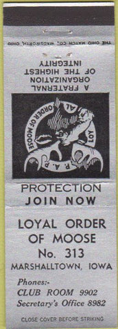 Matchbook Cover - Matchbook Cover Moose Lodge Marshalltown IA