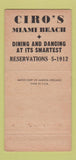 Matchbook Cover - Ciro's Miami Beach FL WEAR 30 Strike